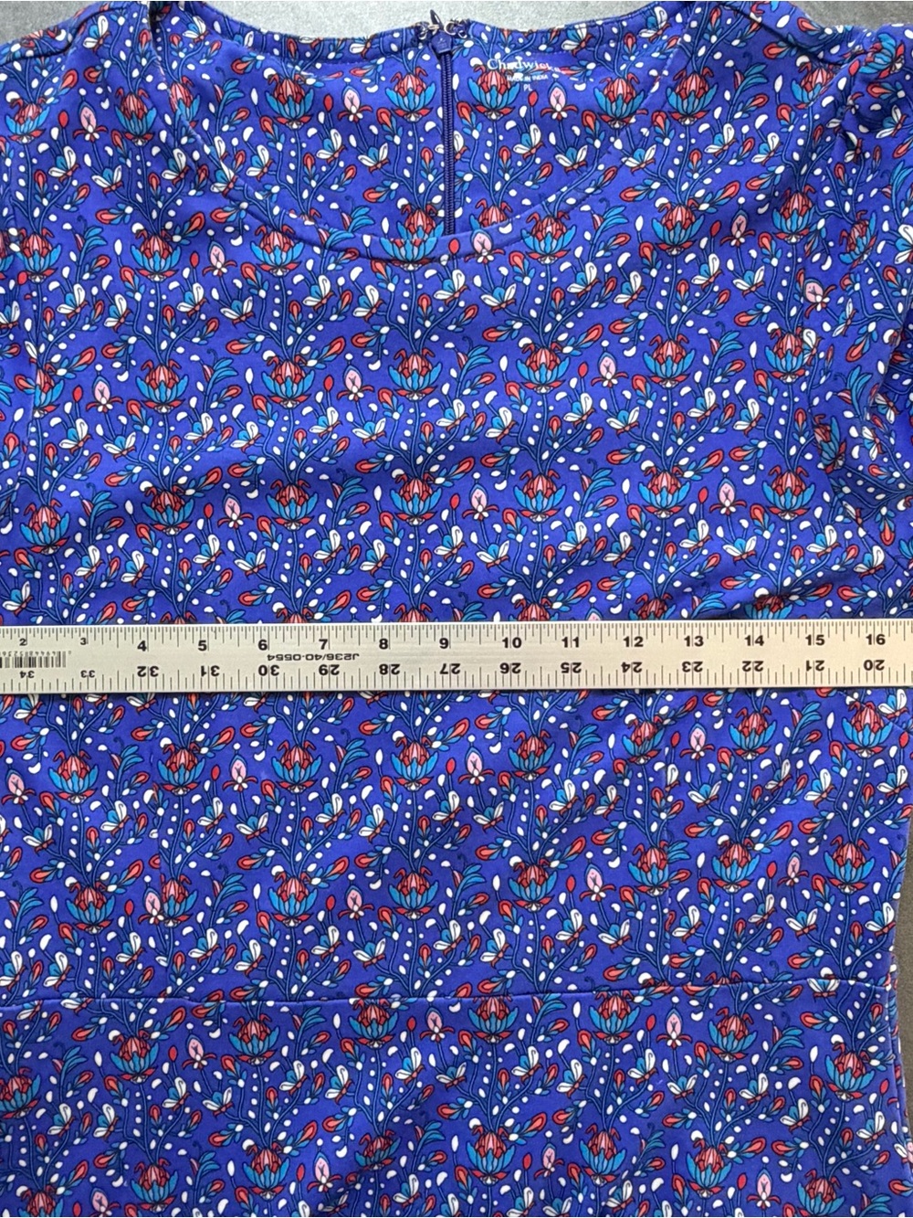 Chadwicks Blue Floral Fit & Flare Midi Dress Women’s Petite Large Cottagecore - Picture 9 of 12